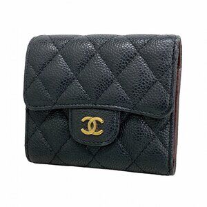 CHANEL Authentic Black Caviar Leather Wallet